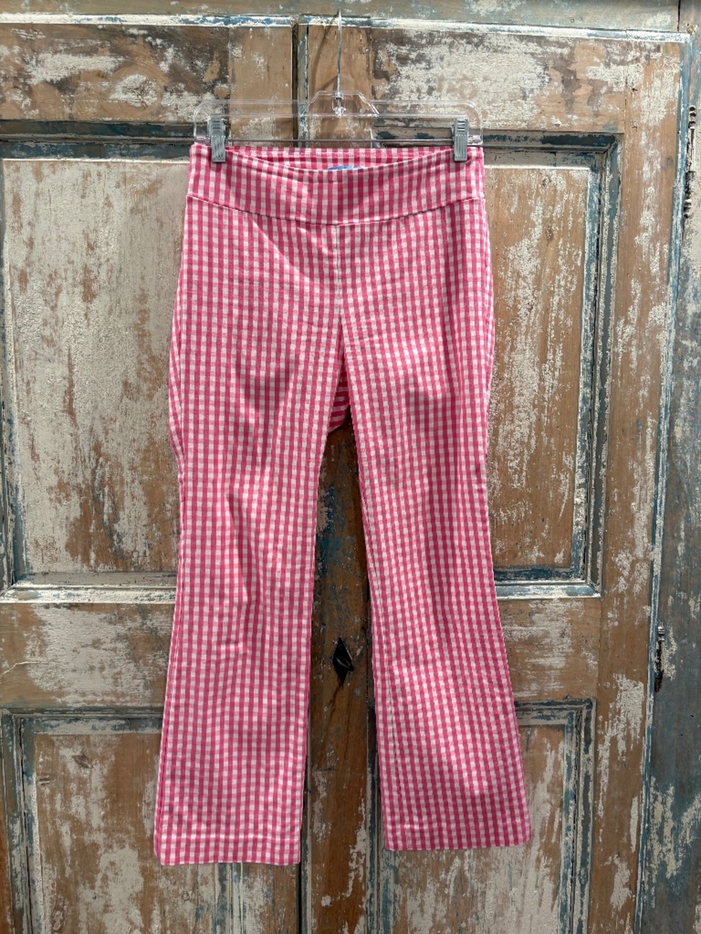 J. McLaughlin Ivy Crop Pant Pink/White Gingham Size 4